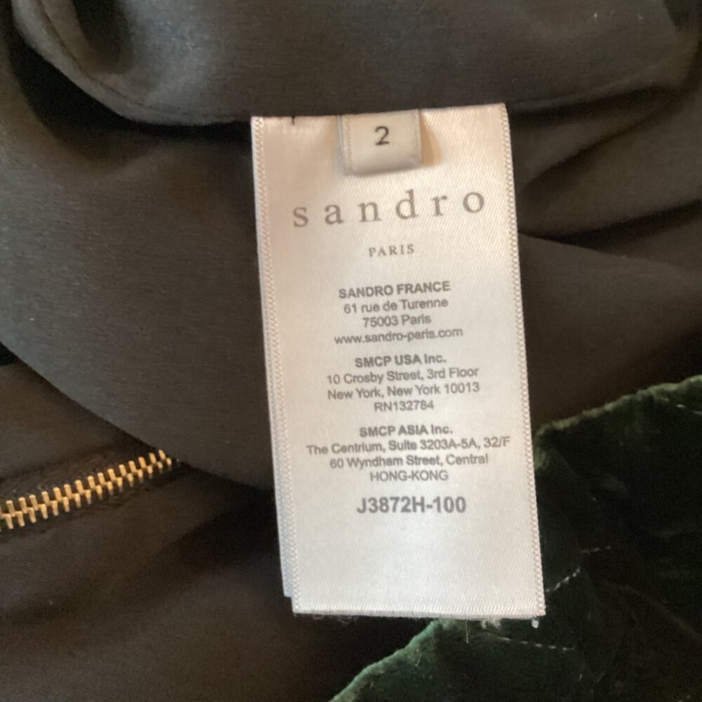 Sandro‎ Quilted Skirt Size 2 Quilted Green Velvet Mini Viscose & Silk Blend - Picture 11 of 12